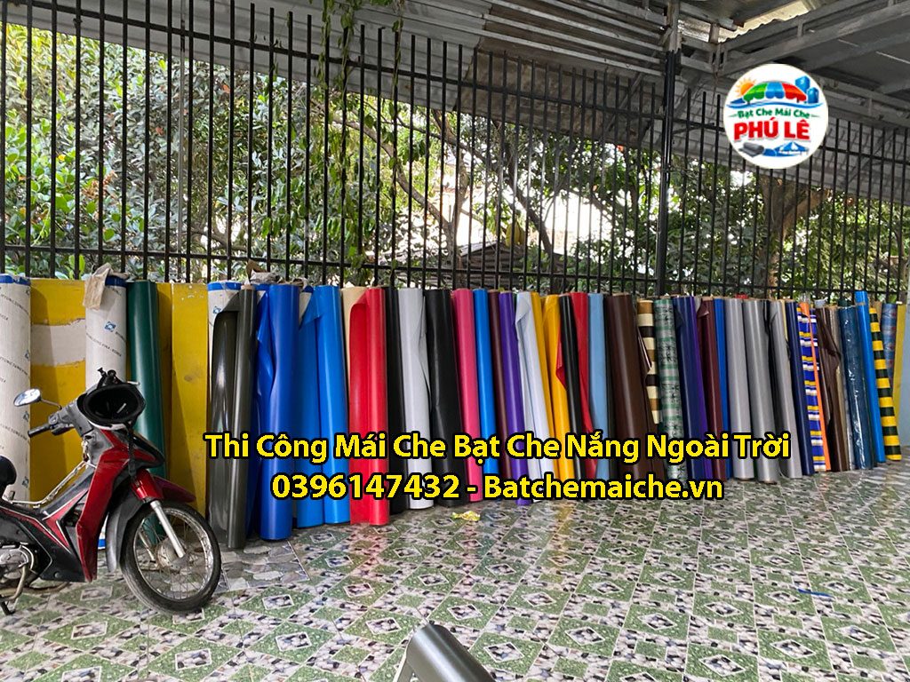 Xưởng gia công may ép bạt mái hiên mái xếp bạt kéo ngoài trời