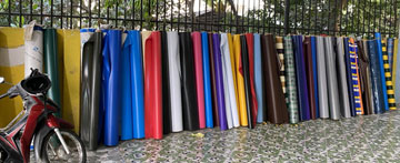 Xưởng gia công may ép bạt mái hiên mái xếp bạt kéo Xưởng gia công may ép bạt mái hiên mái xếp bạt kéo